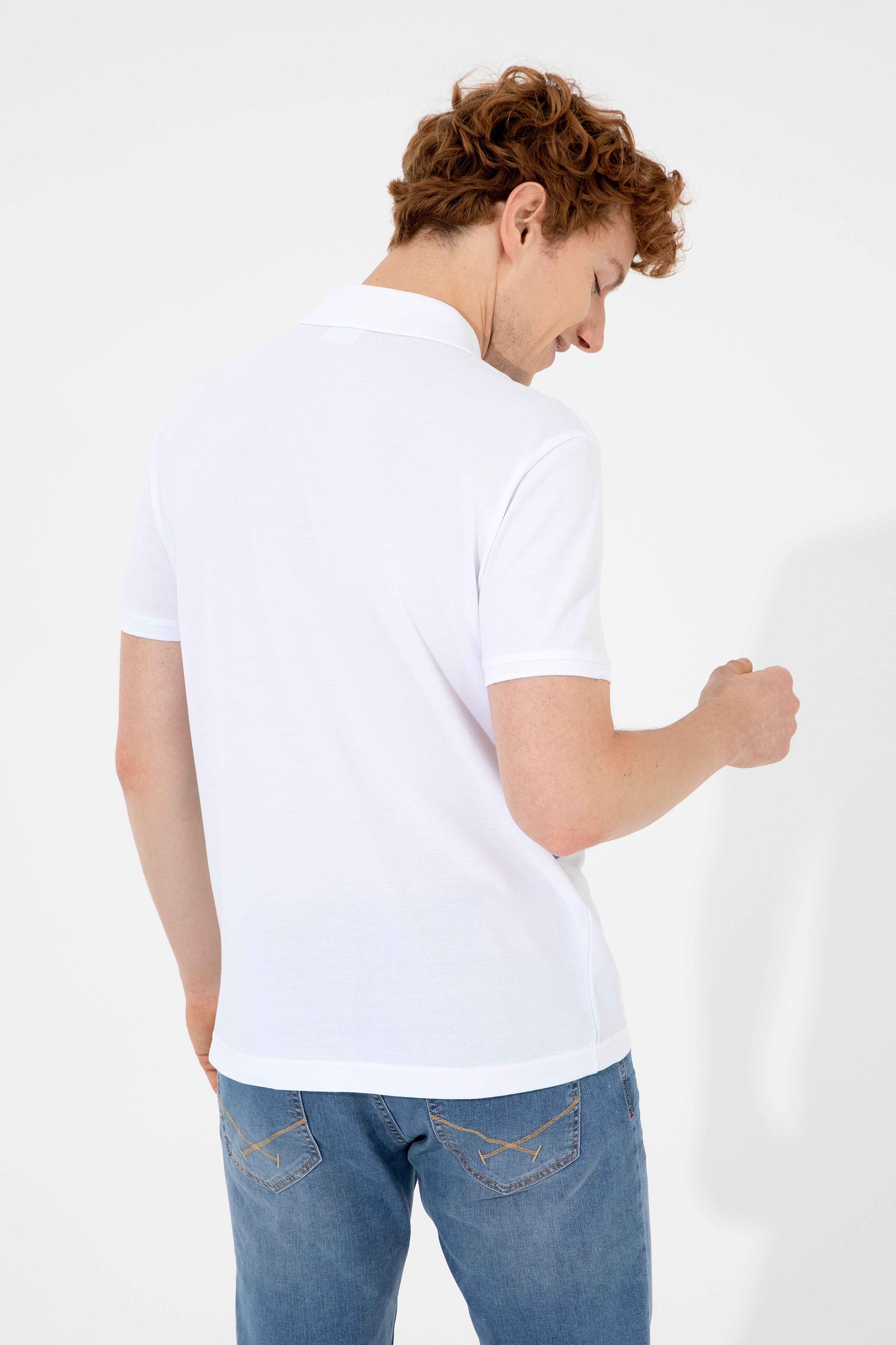 Erkek Koyu Mavi Polo Yaka T-Shirt - Image 5