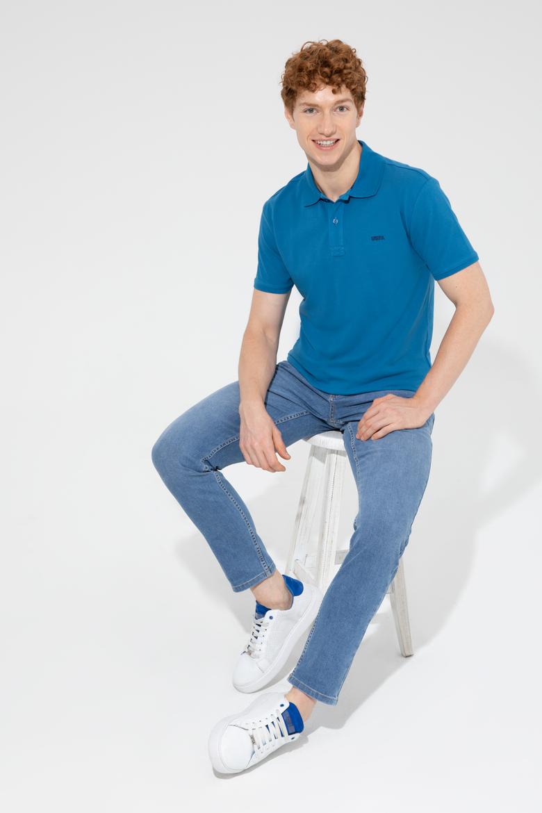 Erkek Petrol Basic Polo Yaka Tişört - 50251701158