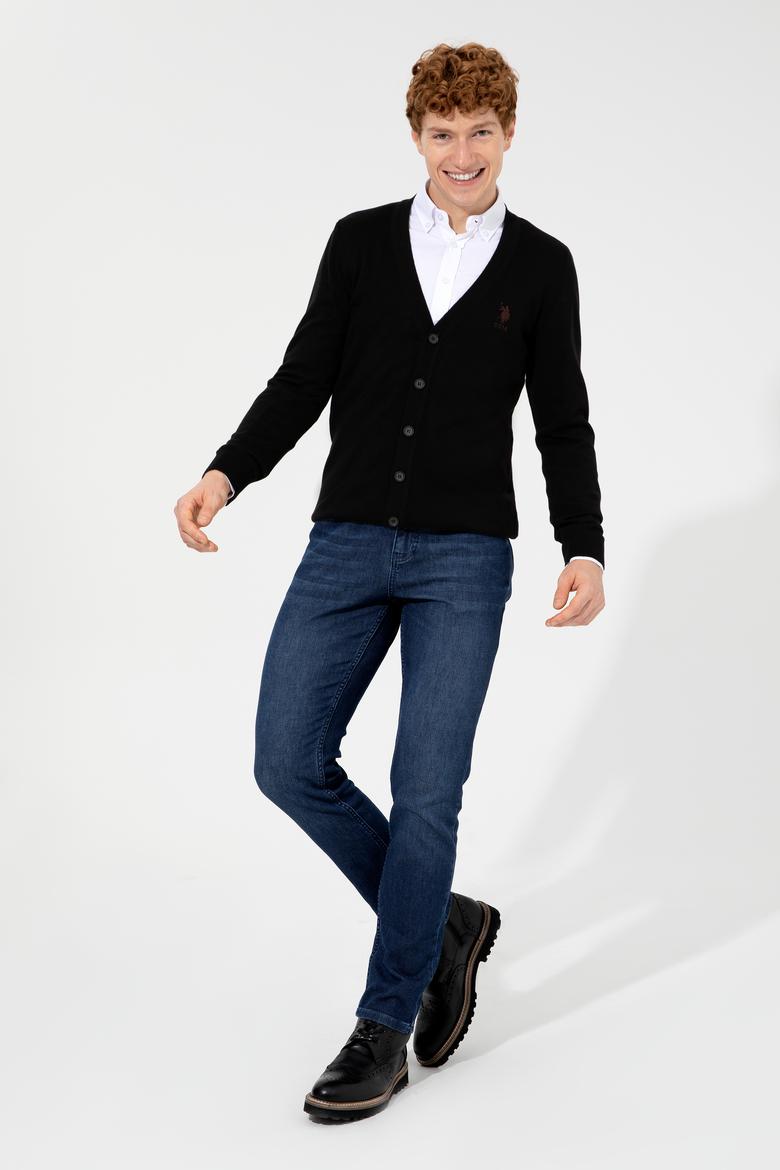 Erkek Siyah Basic Triko Hırka - 50252133028