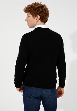 Erkek Siyah Basic Triko Hırka - 50252133028