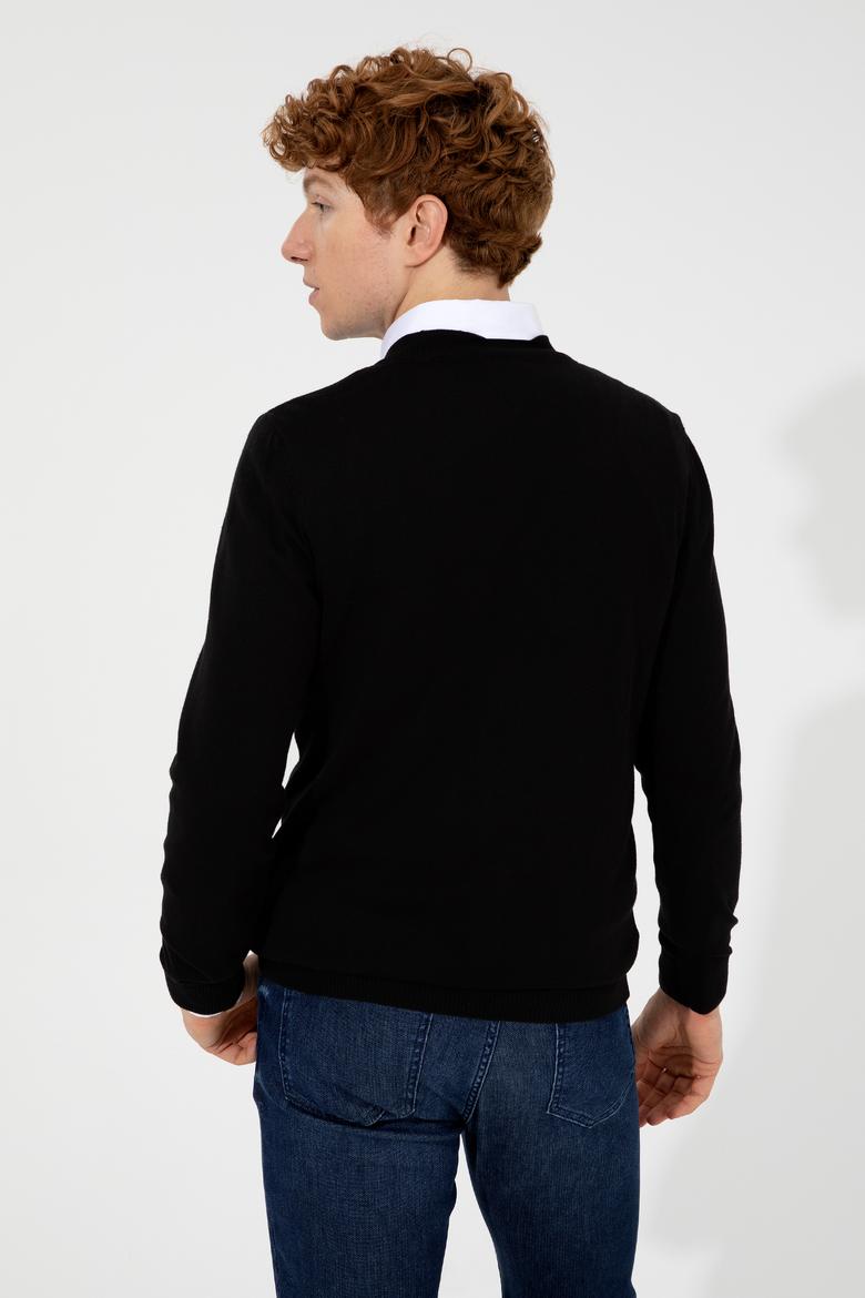 Erkek Siyah Basic Triko Hırka - 50252133028