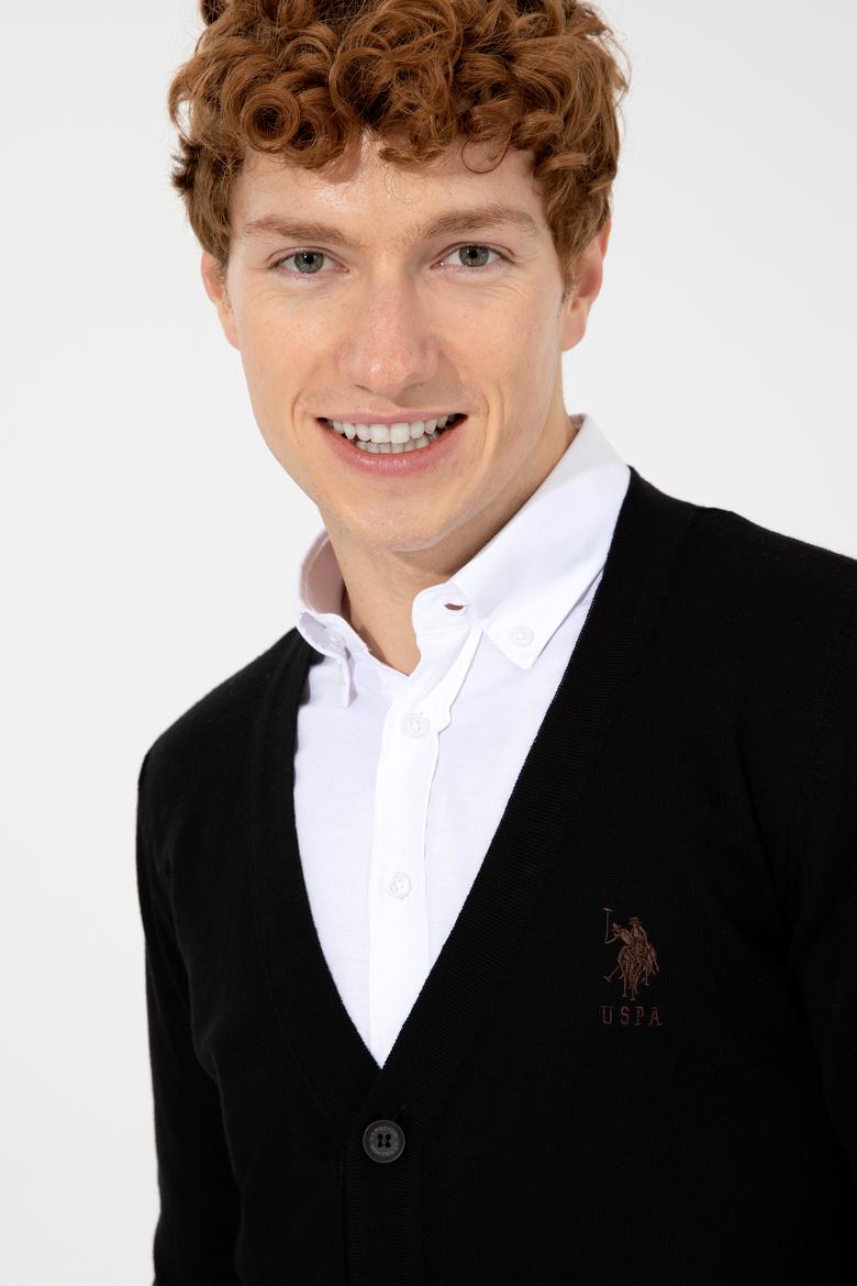 Erkek Siyah Basic Triko Hırka - 50252133028