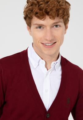 Erkek Bordo Basic Triko Hırka - 50252133008