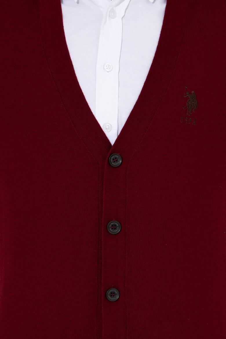 Erkek Bordo Basic Triko Hırka - 50252133008