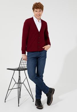 Erkek Bordo Basic Triko Hırka - 50252133008