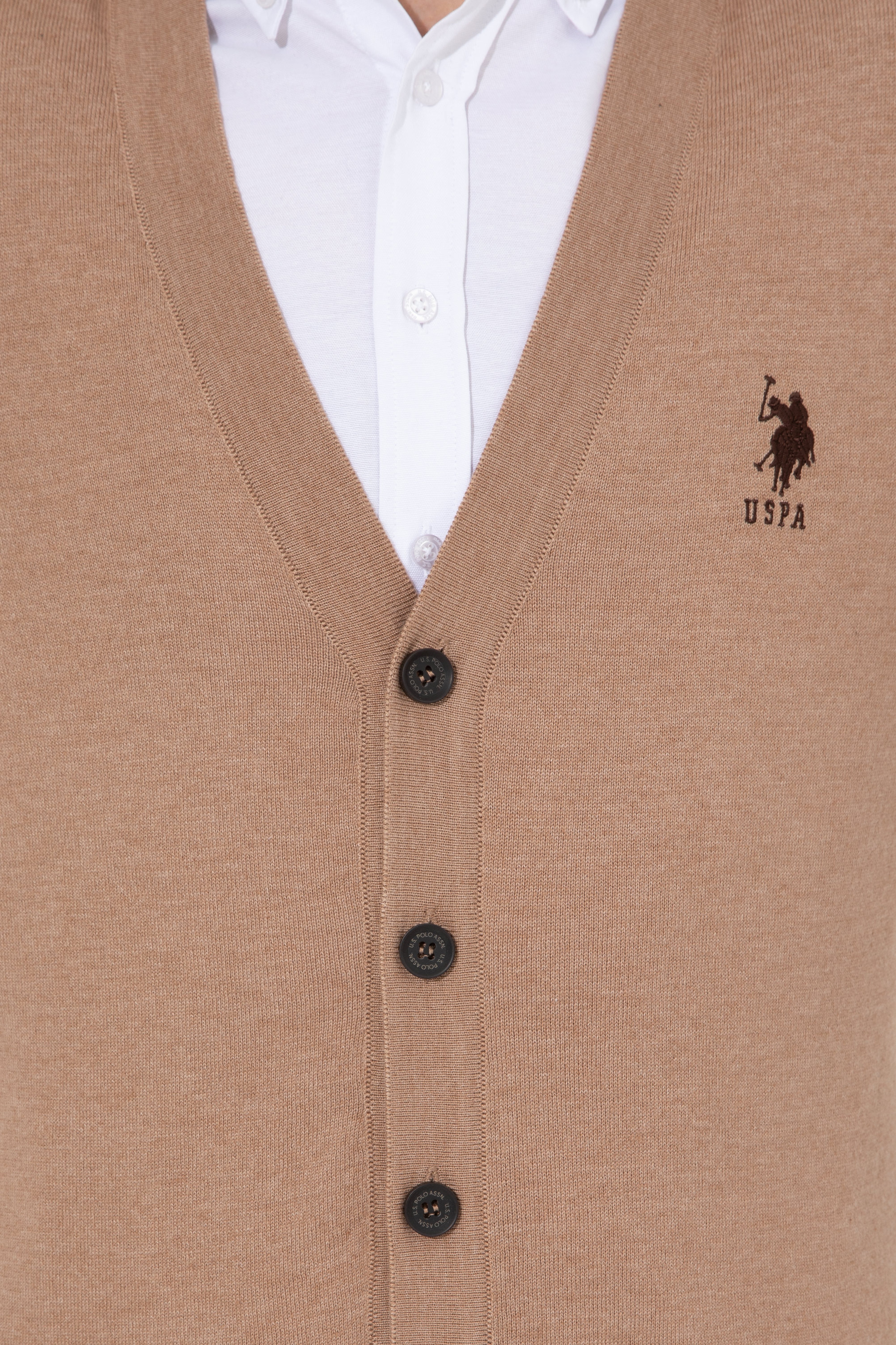 Erkek Camel Melanj Basic Triko Hırka - Image 6