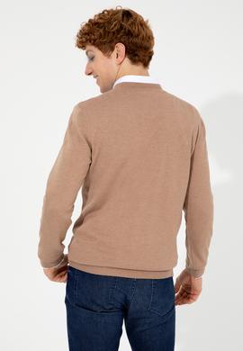 Erkek Camel Melanj Triko Hırka Basic - 50252133041