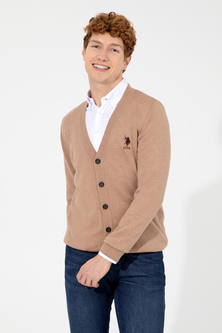 Erkek Camel Melanj Triko Hırka Basic - 50252133041