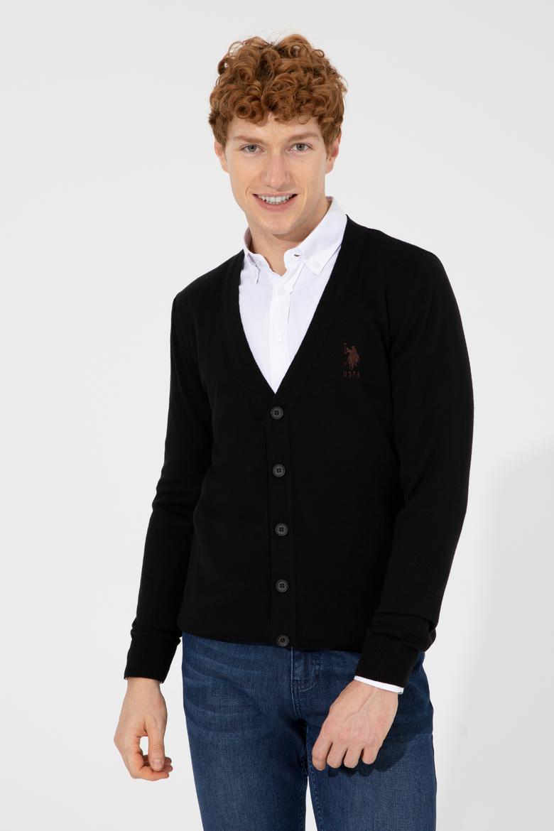 Erkek Siyah Basic Triko Hırka - 50252133028