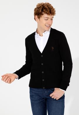 Erkek Siyah Basic Triko Hırka - 50252133028