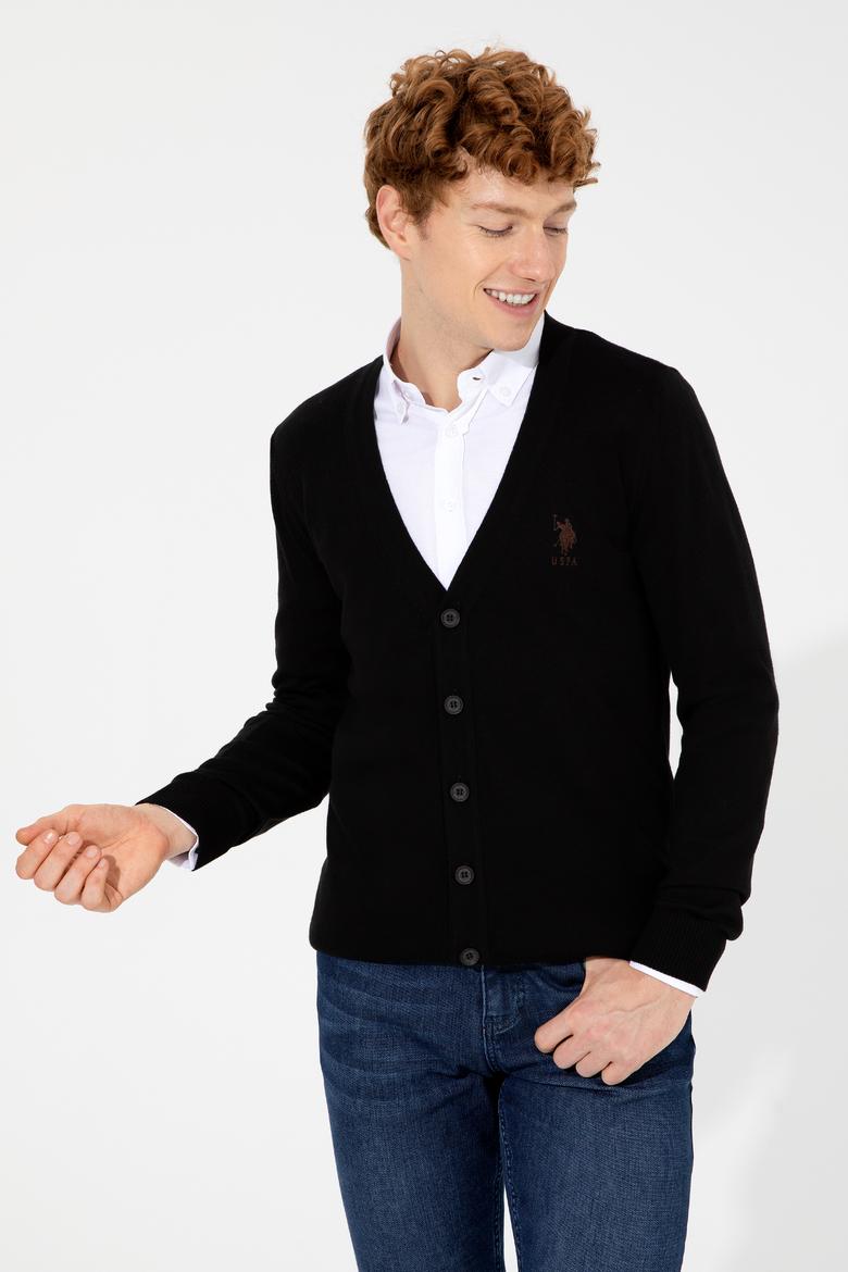 Erkek Siyah Basic Triko Hırka