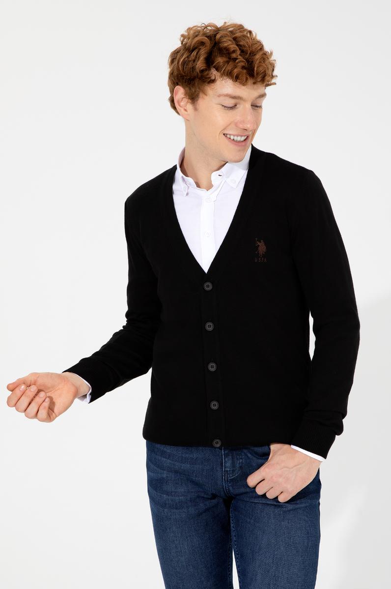 Erkek Siyah Basic Triko Hırka