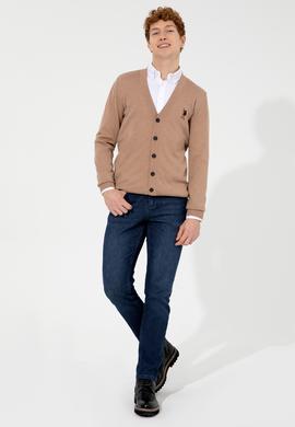 Erkek Camel Melanj Triko Hırka Basic - 50252133041