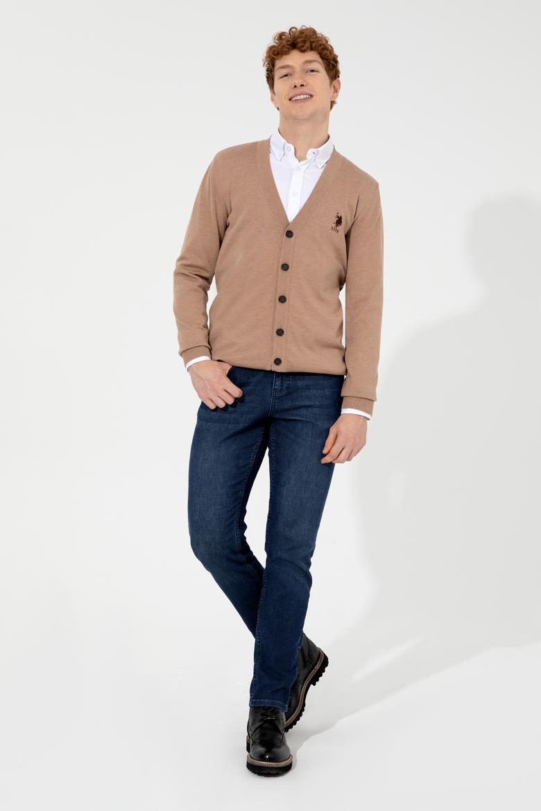 Erkek Camel Melanj Triko Hırka Basic - 50252133041