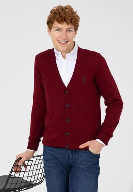 Erkek Bordo Basic Triko Hırka - 50252133008