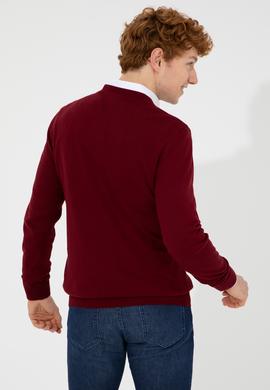 Erkek Bordo Basic Triko Hırka - 50252133008
