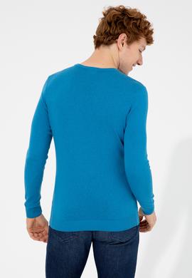 Erkek Kobalt Bisiklet Yaka Basic Triko Kazak - 50251887106