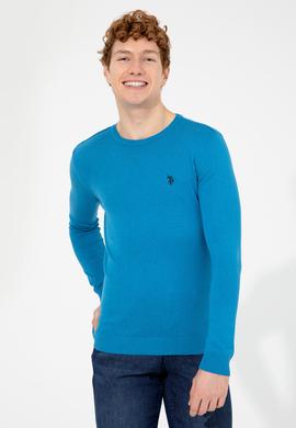 Erkek Kobalt Bisiklet Yaka Basic Triko Kazak - 50251887106