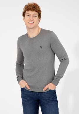 Erkek Gri Melanj Bisiklet Yaka Basic Triko Kazak - 50251887010