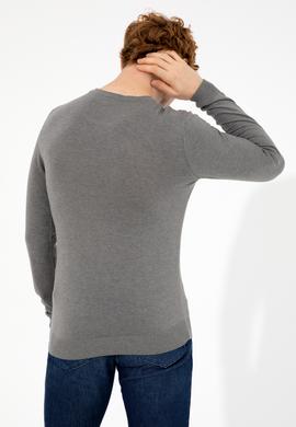 Erkek Gri Melanj Bisiklet Yaka Basic Triko Kazak - 50251887010