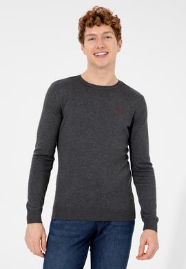 Erkek Antrasit Melanj Bisiklet Yaka Basic Triko Kazak - 50251887046