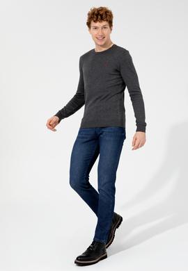 Erkek Antrasit Melanj Bisiklet Yaka Basic Triko Kazak - 50251887046