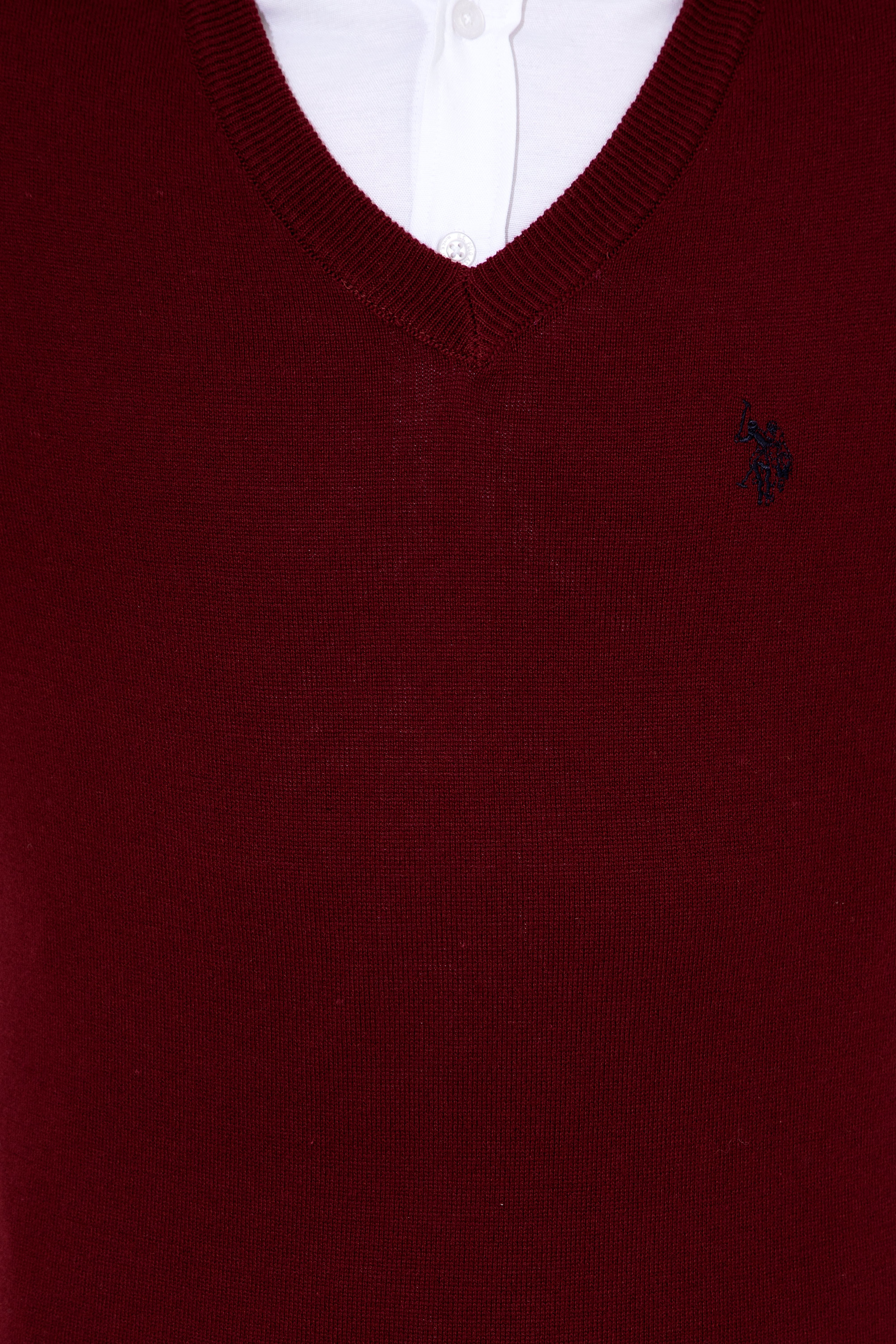 Erkek Bordo V Yaka Basic Triko Kazak