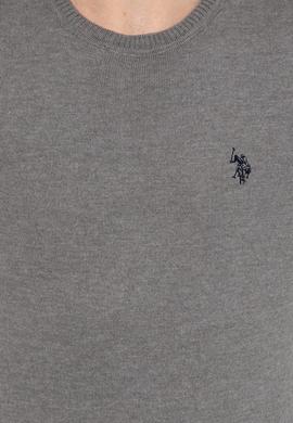 Erkek Gri Melanj Bisiklet Yaka Basic Triko Kazak - 50251887010