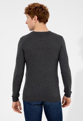 Erkek Antrasit Melanj Bisiklet Yaka Basic Triko Kazak - 50251887046