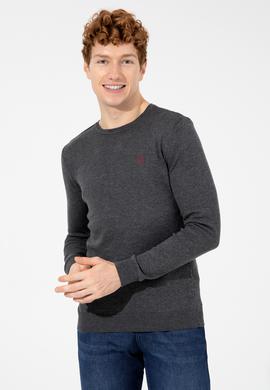 Erkek Antrasit Melanj Bisiklet Yaka Basic Triko Kazak - 50251887046