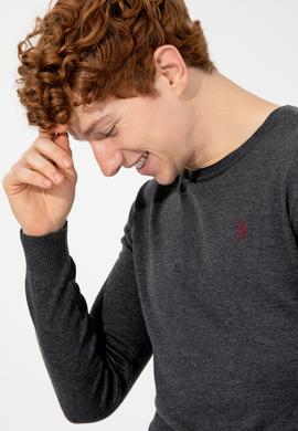 Erkek Antrasit Melanj Bisiklet Yaka Basic Triko Kazak - 50251887046