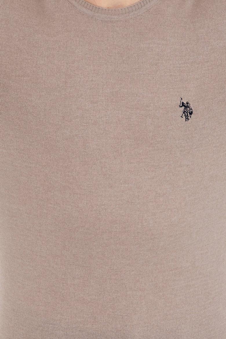 Erkek Vizon Melanj Bisiklet Yaka Basic Triko Kazak - 50251887112