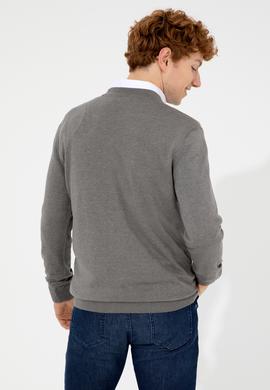 Erkek Gri Melanj Basic Triko Hırka - 50252133037