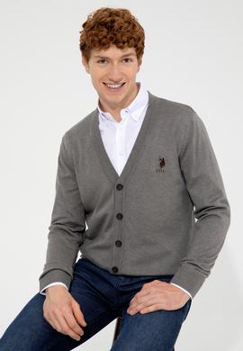 Erkek Gri Melanj Basic Triko Hırka - 50252133037