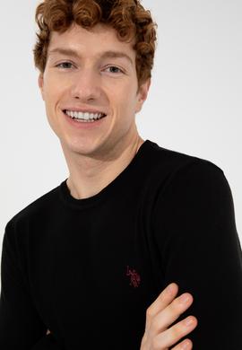 Erkek Siyah Bisiklet Yaka Basic Triko Kazak - 50251887001