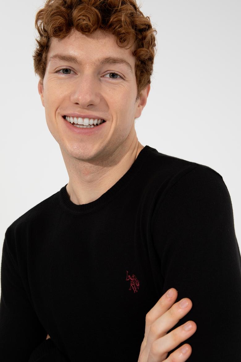 Erkek Siyah Bisiklet Yaka Basic Triko Kazak - 50251887001