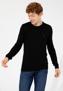 Erkek Siyah Bisiklet Yaka Basic Triko Kazak - 50251887001