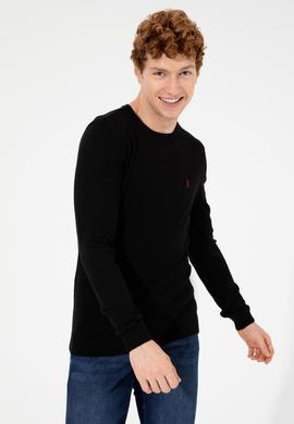 Erkek Siyah Bisiklet Yaka Basic Triko Kazak - 50251887001