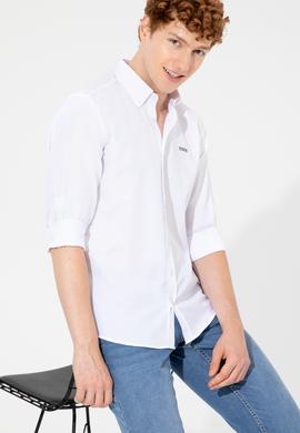Erkek Beyaz Uzun Kollu Basic Gömlek - 50262491001