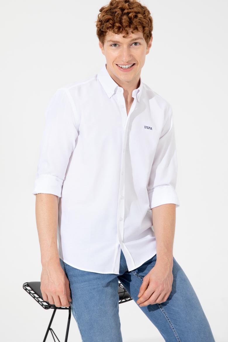 Erkek Beyaz Uzun Kollu Basic Gömlek