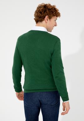 Erkek Yeşil V Yaka Basic Triko Kazak - 50256658056