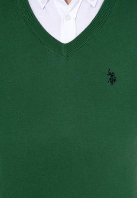 Erkek Yeşil V Yaka Basic Triko Kazak - 50256658056