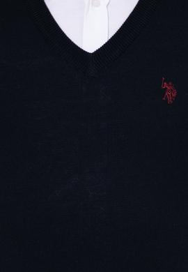 Erkek Lacivert V Yaka Basic Triko Kazak - 50256658026