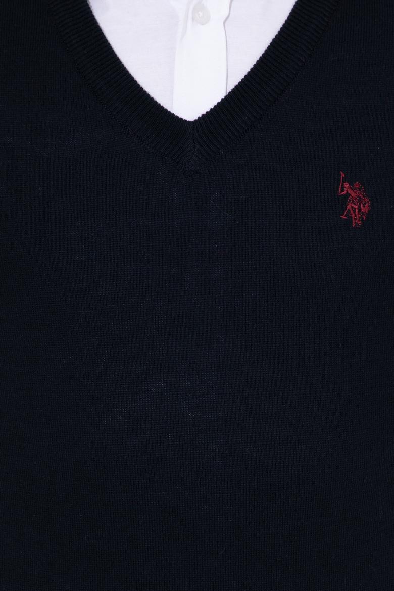 Erkek Lacivert V Yaka Basic Triko Kazak - 50256658026