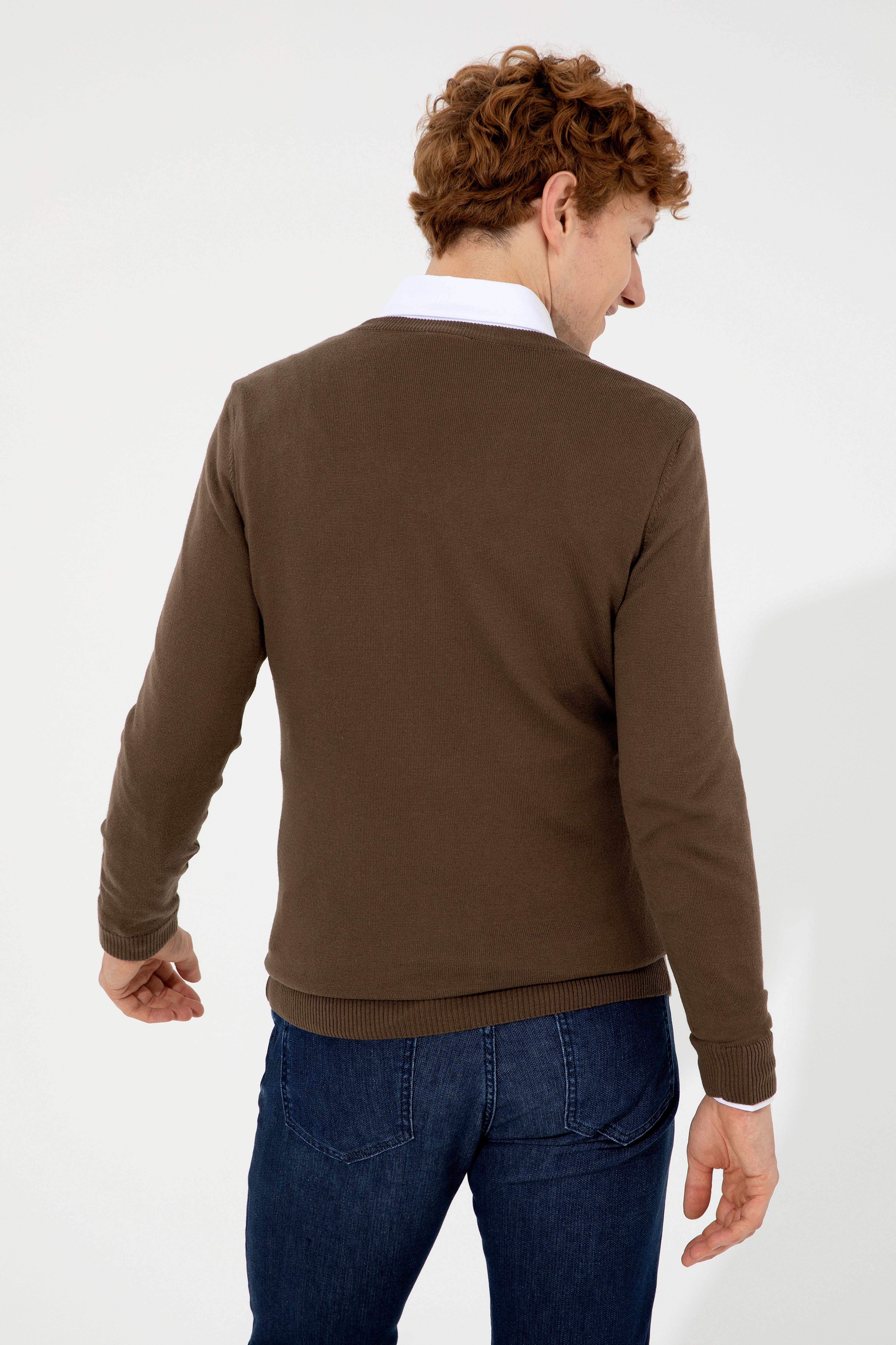 Erkek Coconut V Yaka Basic Triko Kazak - Image 5