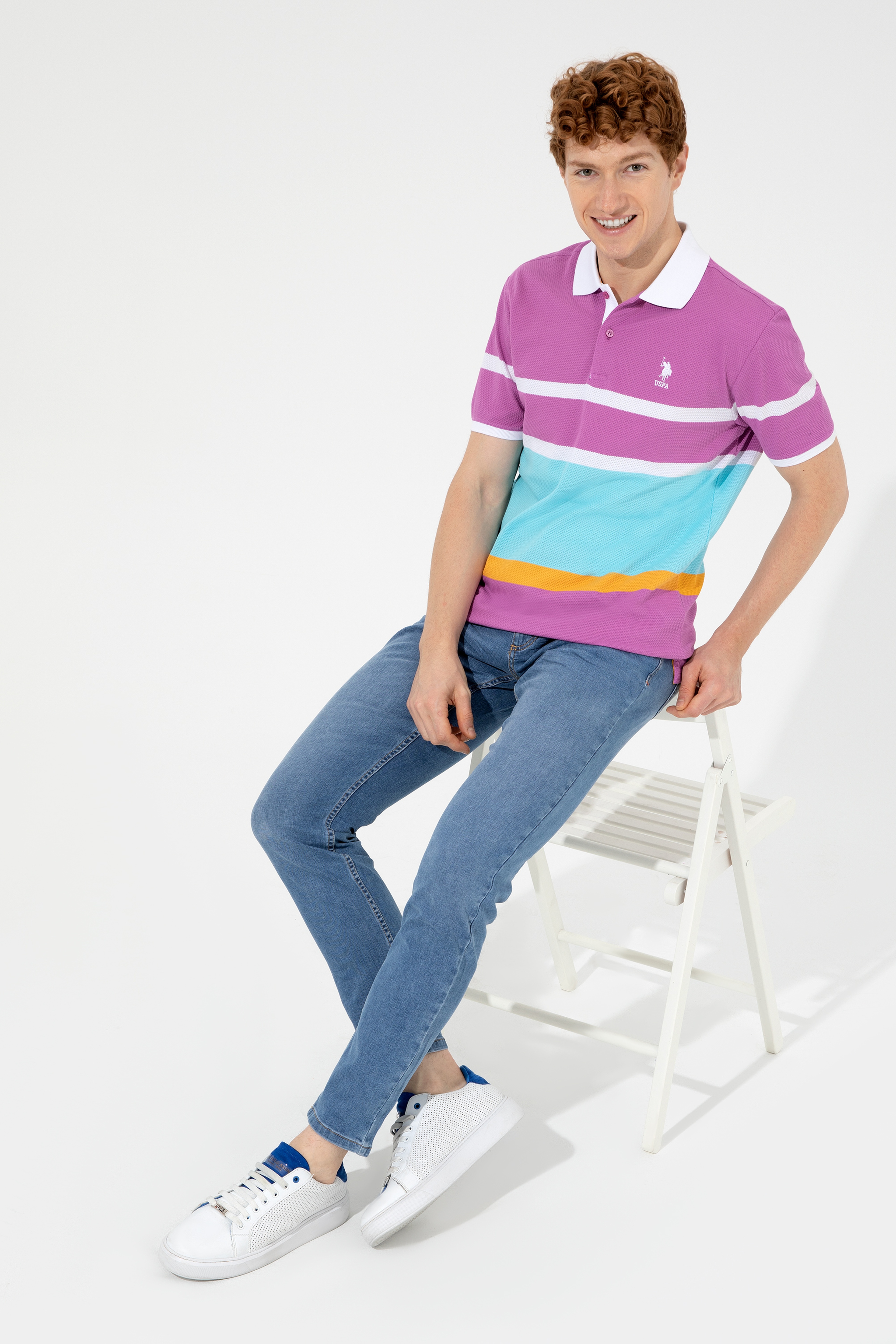 Erkek Menekşe Polo Yaka Tişört