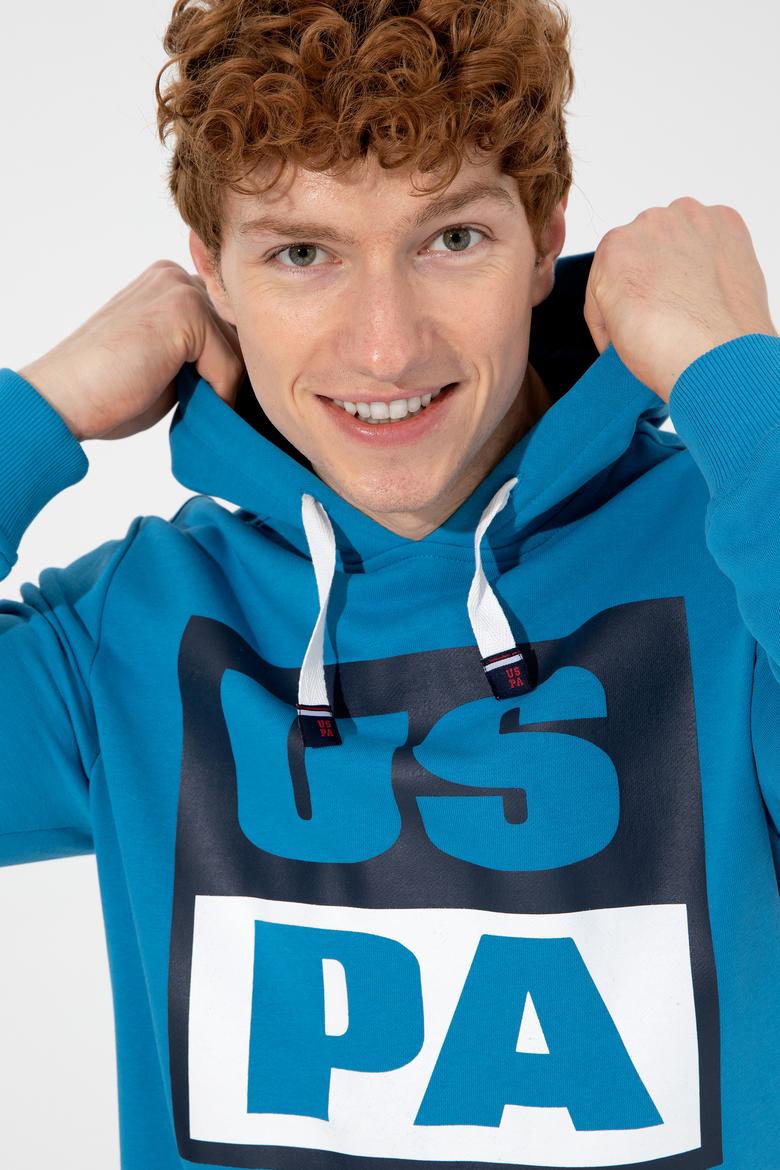 Erkek Kobalt Kapüşonlu Sweatshirt