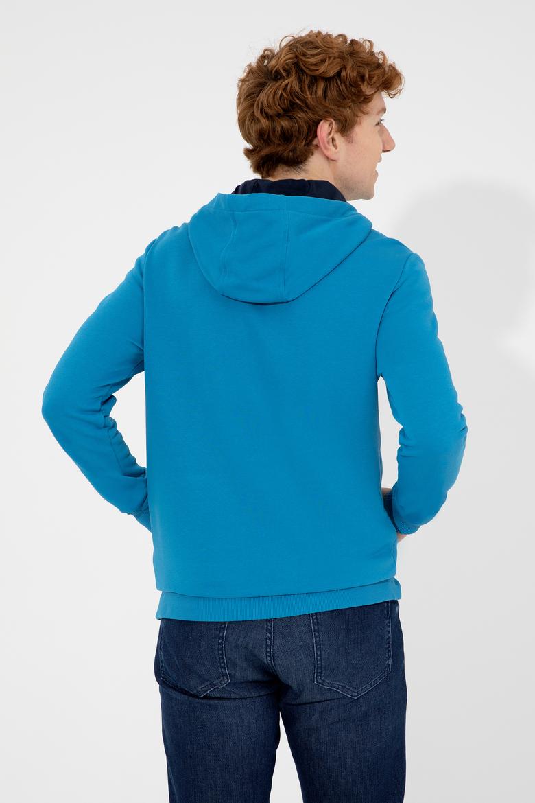Erkek Kobalt Kapüşonlu Sweatshirt - 50257482055