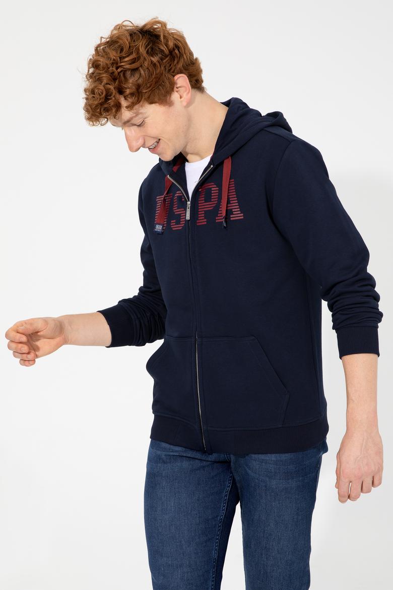 Erkek Lacivert Kapüşonlu Örme Hırka