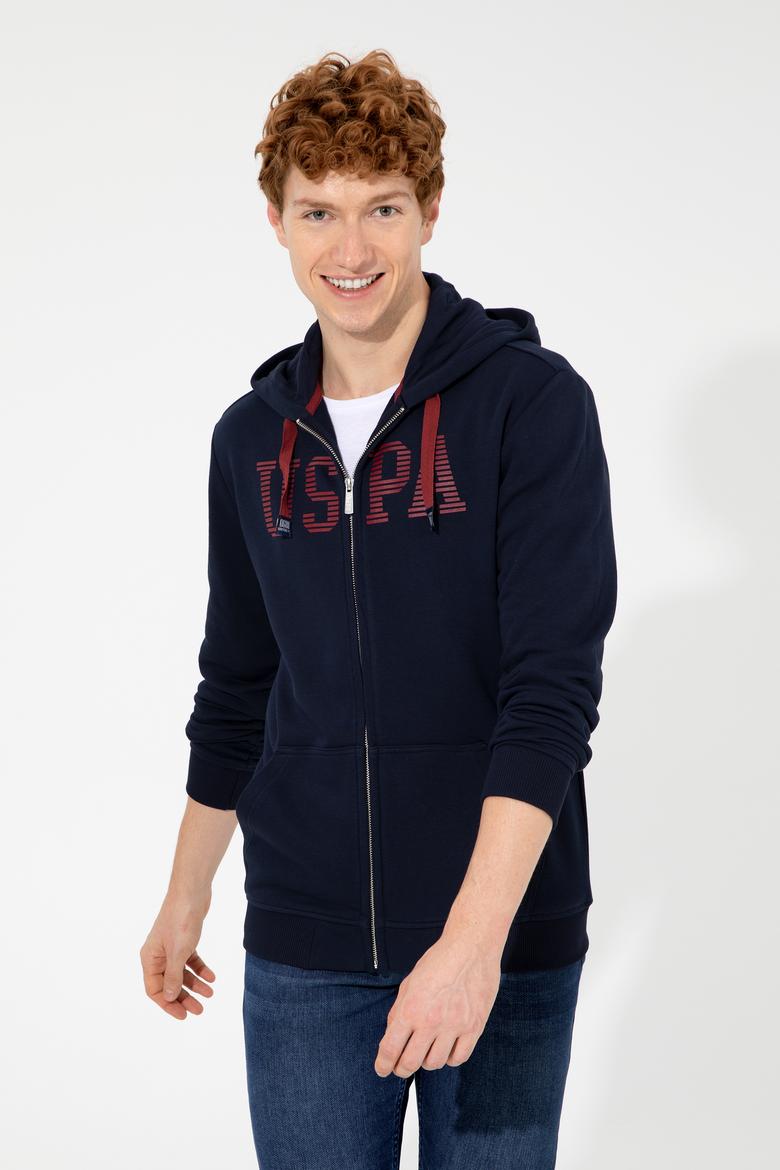 Erkek Lacivert Kapüşonlu Örme Hırka - 50257483034